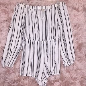 A striped romper.